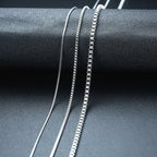 1/2/3MM Thin Chain Necklace for Men,Stainless Steel Square Box Chain Link Collars,Male Jewelry Gift