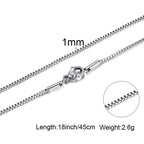 1/2/3MM Thin Chain Necklace for Men,Stainless Steel Square Box Chain Link Collars,Male Jewelry Gift
