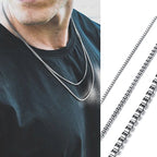 1/2/3MM Thin Chain Necklace for Men,Stainless Steel Square Box Chain Link Collars,Male Jewelry Gift