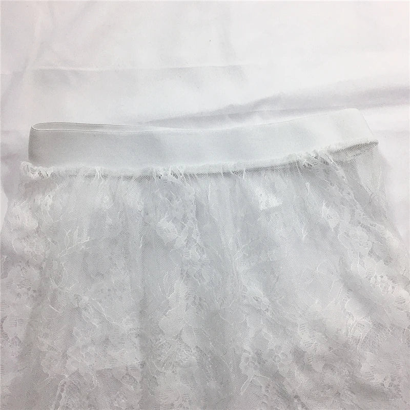 Miniskirt Sexy Transparent Lace Mesh Skirt Shirt Extender Women Summer Mini Black White Short Micro Skirt Ladies Underskirt