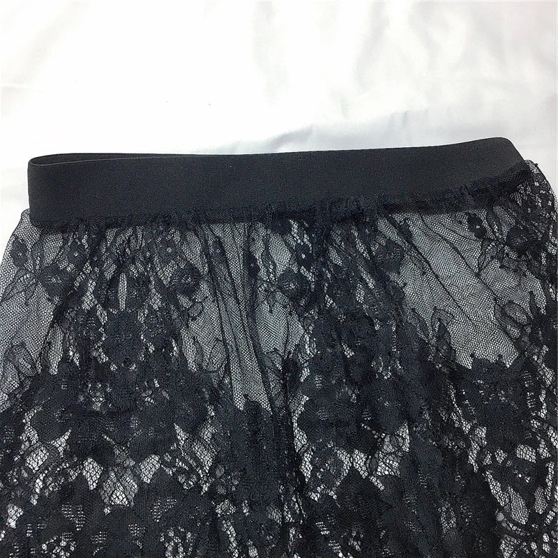 Miniskirt Sexy Transparent Lace Mesh Skirt Shirt Extender Women Summer Mini Black White Short Micro Skirt Ladies Underskirt