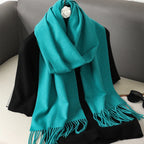 62Color Solid Women Winter Scarf Warm Thicken Cashmere Shawl Outdoor Fashion Luxury Tassels Pashmina Lady Wrap Windproof Scarves