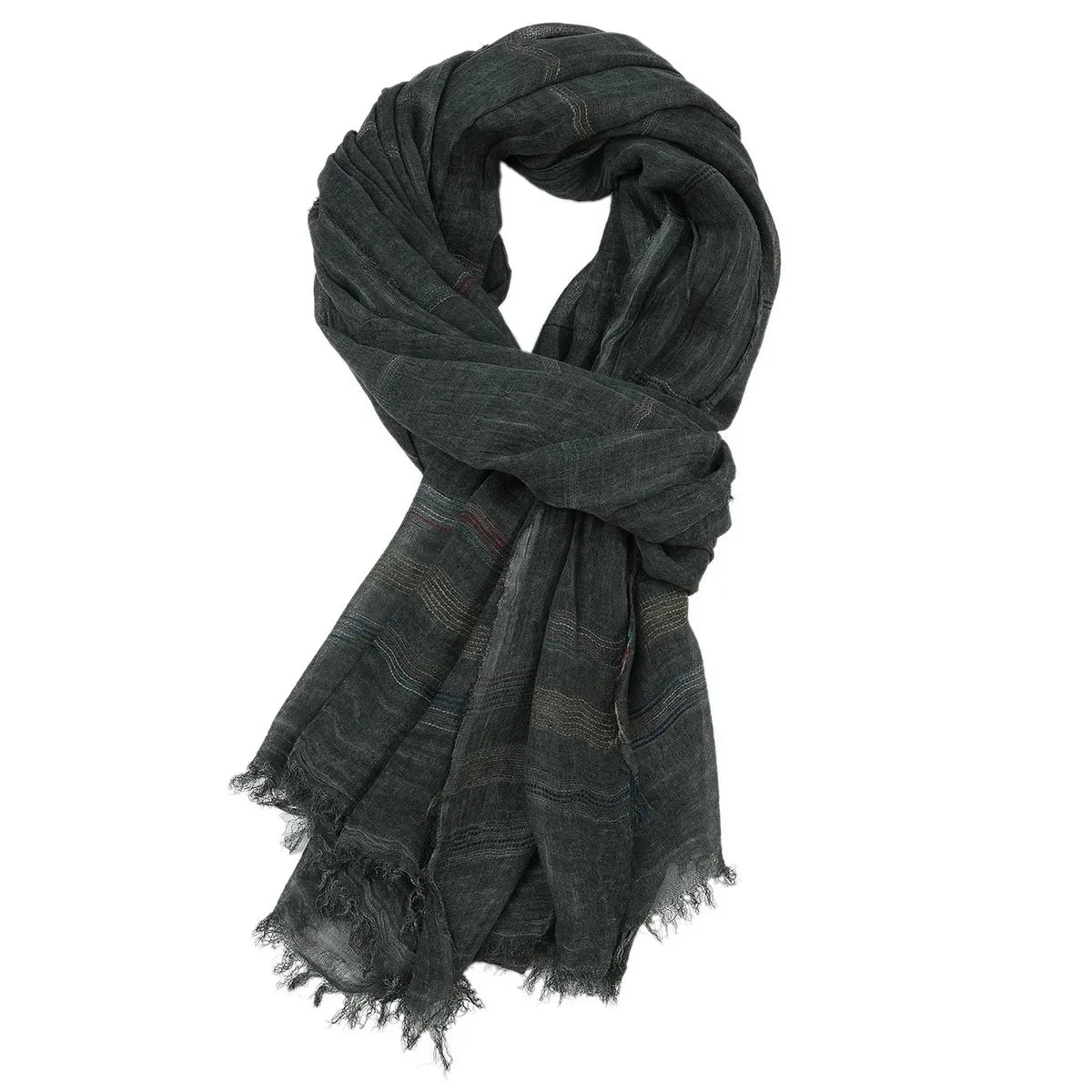 Fashion Men Scarf Cotton Linen Yarn-dyed Striped Men's Scarves Tassel Long Shawl Autumn Winter Male Accessories  Wraps