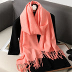 62Color Solid Women Winter Scarf Warm Thicken Cashmere Shawl Outdoor Fashion Luxury Tassels Pashmina Lady Wrap Windproof Scarves