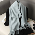 62Color Solid Women Winter Scarf Warm Thicken Cashmere Shawl Outdoor Fashion Luxury Tassels Pashmina Lady Wrap Windproof Scarves