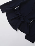 Spring Women Shoulder Pad Belt Knit Blazer Women Retro V-neck Long Sleeve Versatile Female Coat Women Clothes 9598/128