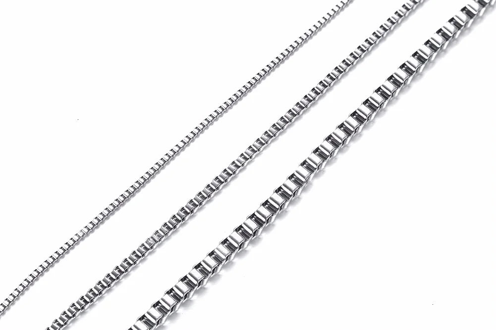 1/2/3MM Thin Chain Necklace for Men,Stainless Steel Square Box Chain Link Collars,Male Jewelry Gift