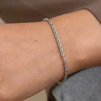 ALIZERO 925 Sterling Silver Unisex 4mm Rope Chain Bracelets for Men Women Twisted Links Chain Bracelet Simple Classic Jewelry