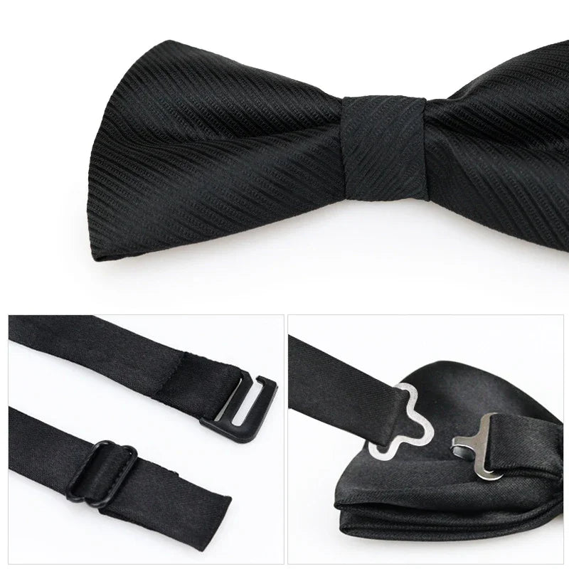 1PCS Bow Ties for Men Wedding Bowtie Black Neck Tie Adjustable Bowknot Classic Butterfly Cravat Adult Double Tie Business Gift