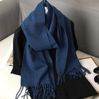 62Color Solid Women Winter Scarf Warm Thicken Cashmere Shawl Outdoor Fashion Luxury Tassels Pashmina Lady Wrap Windproof Scarves