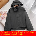 Windproof Stand Collar Jacket Women's Outdoor Casual Hooded Thin Coat Jacket