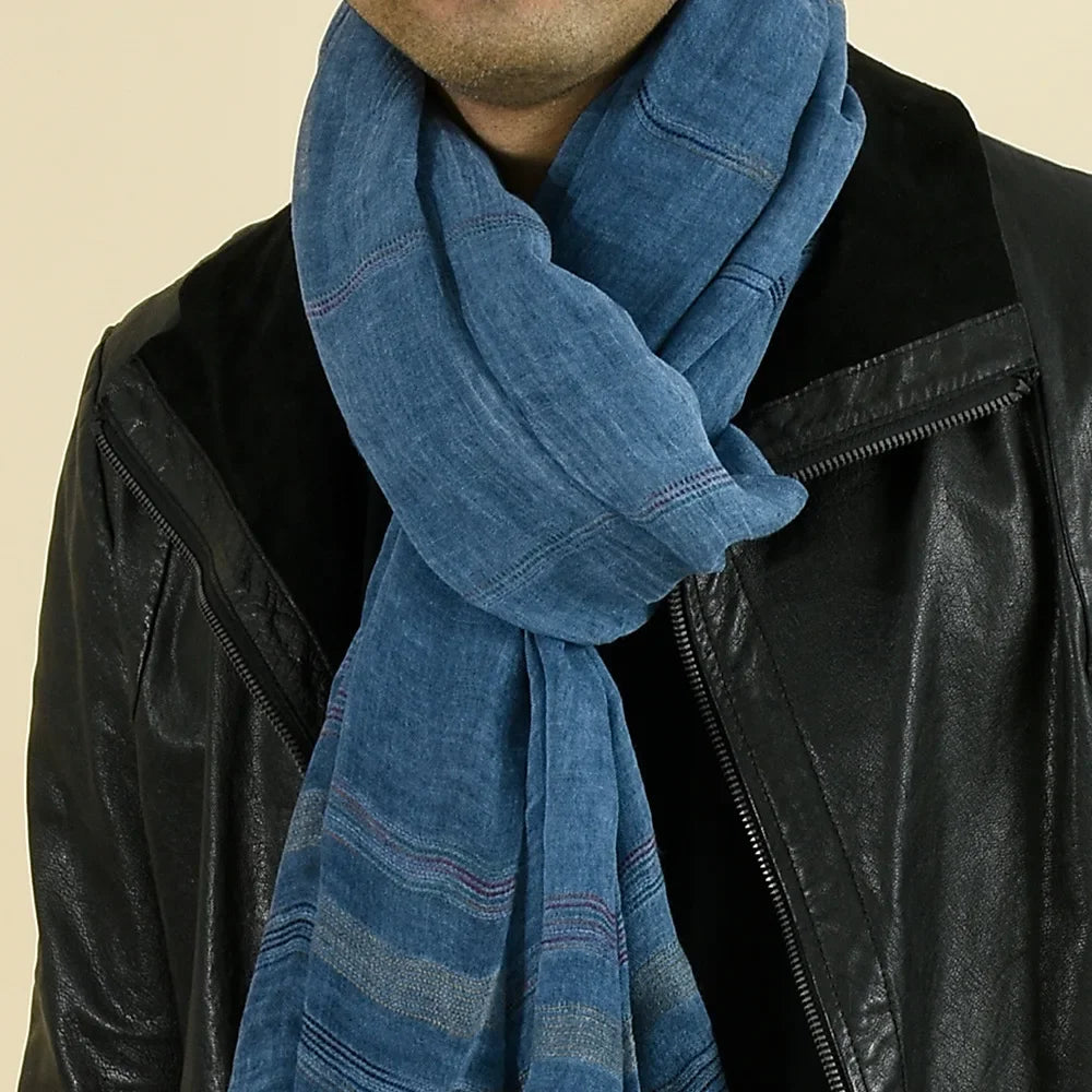 Fashion Men Scarf Cotton Linen Yarn-dyed Striped Men's Scarves Tassel Long Shawl Autumn Winter Male Accessories  Wraps