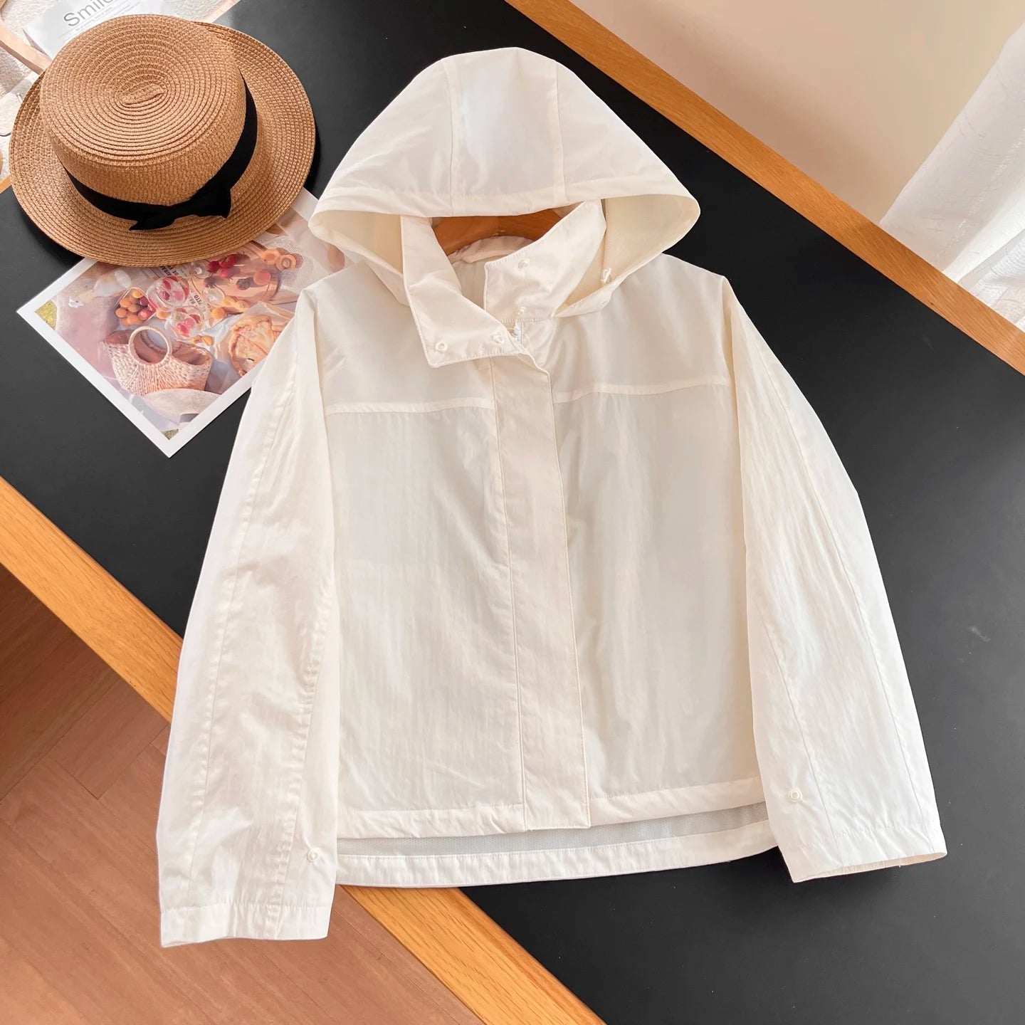 Windproof Stand Collar Jacket Women's Outdoor Casual Hooded Thin Coat Jacket