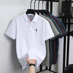 100% pure cotton men's breathable short sleeve T-shirt high-end luxury brand embroidered loose casual summer business polo shirt