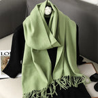 62Color Solid Women Winter Scarf Warm Thicken Cashmere Shawl Outdoor Fashion Luxury Tassels Pashmina Lady Wrap Windproof Scarves