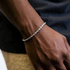 ALIZERO 925 Sterling Silver Unisex 4mm Rope Chain Bracelets for Men Women Twisted Links Chain Bracelet Simple Classic Jewelry