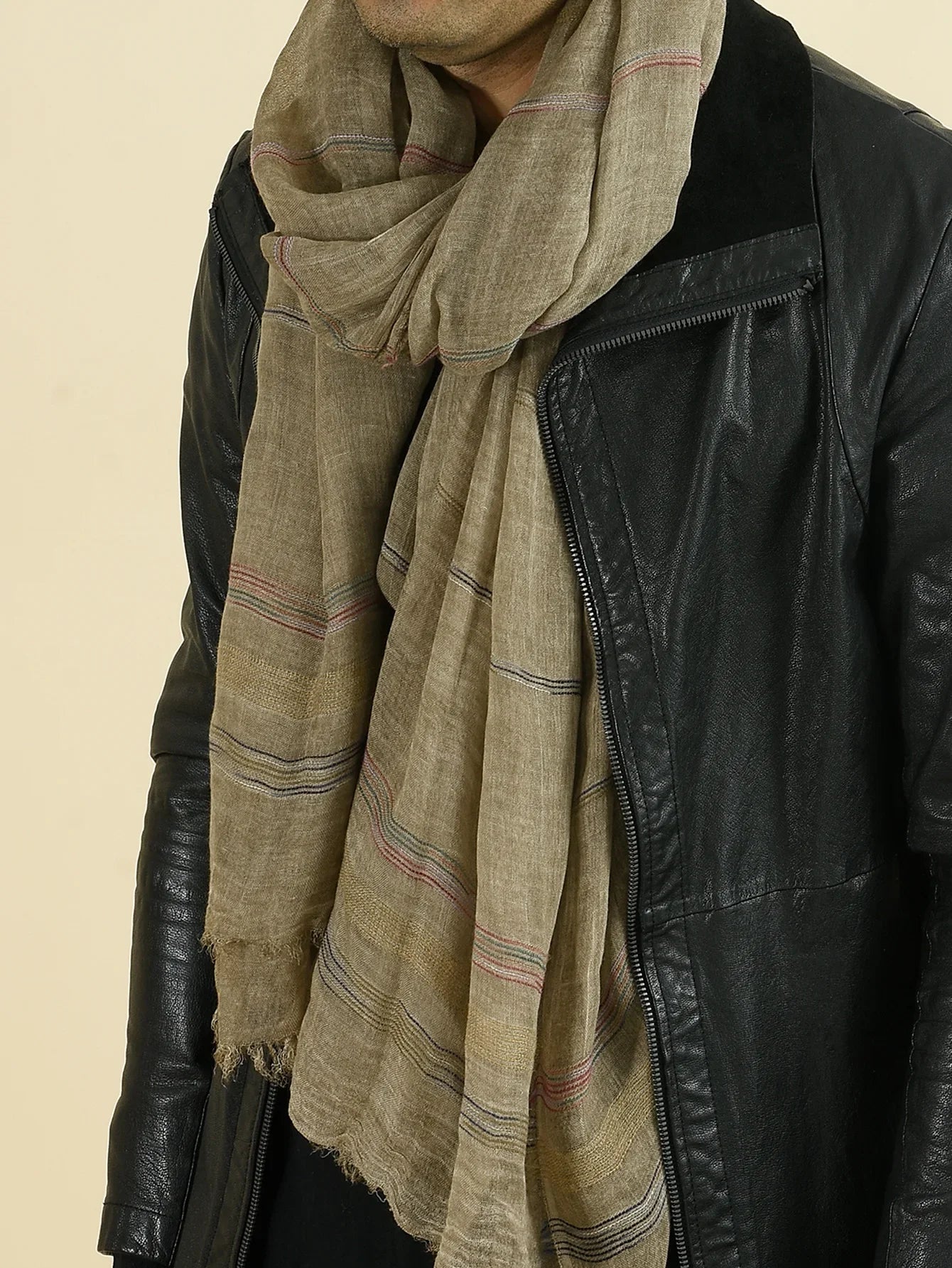 Fashion Men Scarf Cotton Linen Yarn-dyed Striped Men's Scarves Tassel Long Shawl Autumn Winter Male Accessories  Wraps