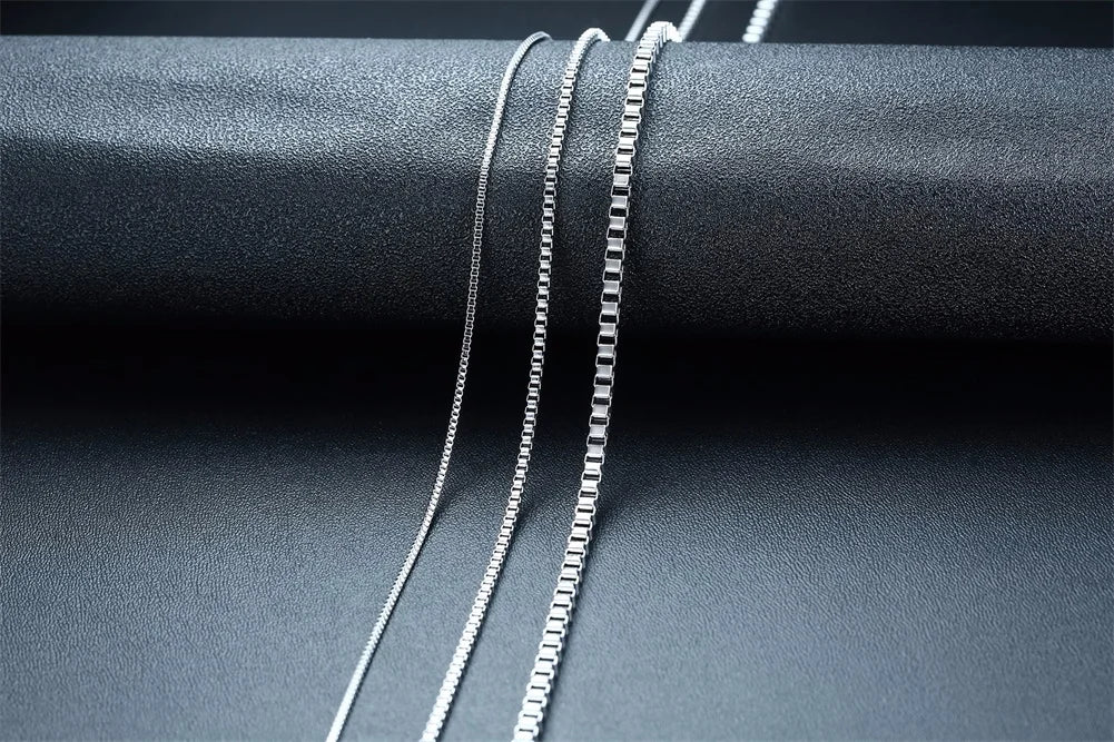 1/2/3MM Thin Chain Necklace for Men,Stainless Steel Square Box Chain Link Collars,Male Jewelry Gift