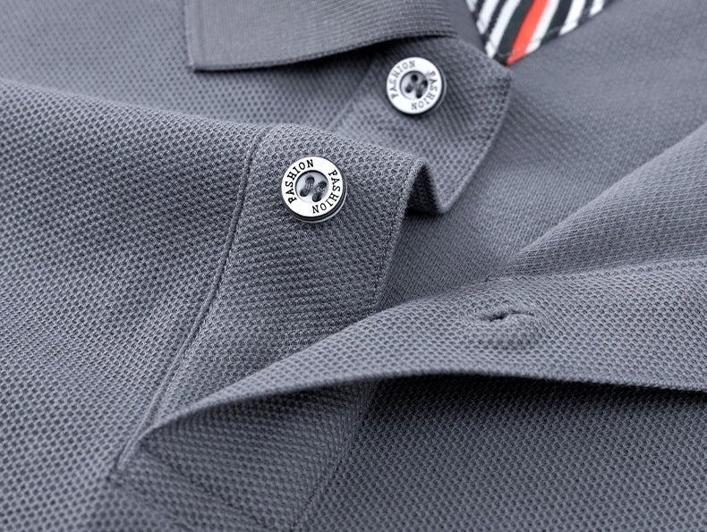 100% pure cotton men's breathable short sleeve T-shirt high-end luxury brand embroidered loose casual summer business polo shirt