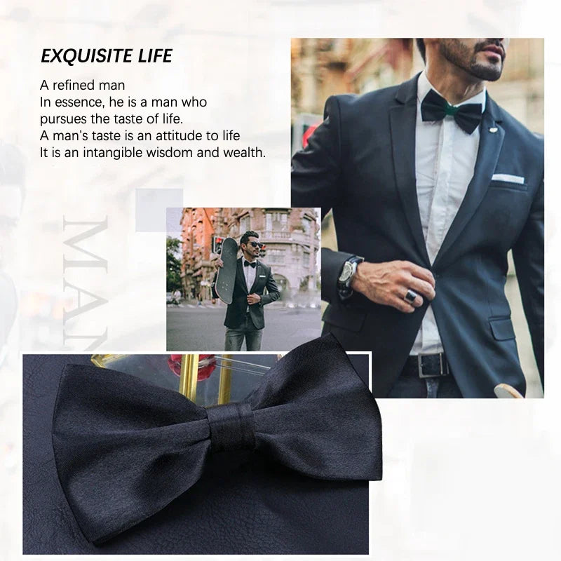 1PCS Bow Ties for Men Wedding Bowtie Black Neck Tie Adjustable Bowknot Classic Butterfly Cravat Adult Double Tie Business Gift