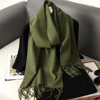 62Color Solid Women Winter Scarf Warm Thicken Cashmere Shawl Outdoor Fashion Luxury Tassels Pashmina Lady Wrap Windproof Scarves