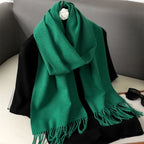 62Color Solid Women Winter Scarf Warm Thicken Cashmere Shawl Outdoor Fashion Luxury Tassels Pashmina Lady Wrap Windproof Scarves