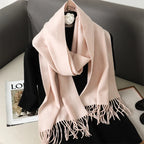 62Color Solid Women Winter Scarf Warm Thicken Cashmere Shawl Outdoor Fashion Luxury Tassels Pashmina Lady Wrap Windproof Scarves