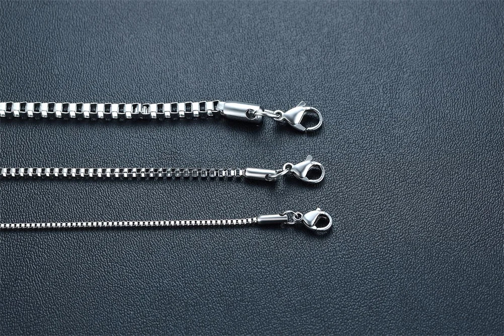 1/2/3MM Thin Chain Necklace for Men,Stainless Steel Square Box Chain Link Collars,Male Jewelry Gift