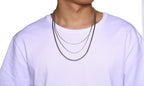 1/2/3MM Thin Chain Necklace for Men,Stainless Steel Square Box Chain Link Collars,Male Jewelry Gift