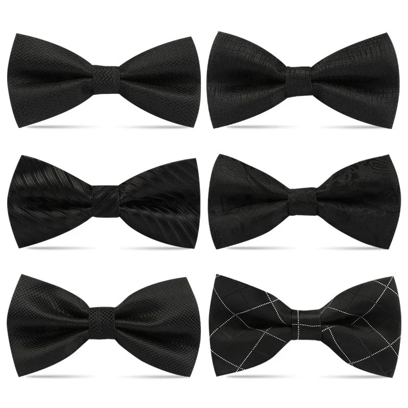 1PCS Bow Ties for Men Wedding Bowtie Black Neck Tie Adjustable Bowknot Classic Butterfly Cravat Adult Double Tie Business Gift
