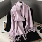 62Color Solid Women Winter Scarf Warm Thicken Cashmere Shawl Outdoor Fashion Luxury Tassels Pashmina Lady Wrap Windproof Scarves