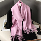 62Color Solid Women Winter Scarf Warm Thicken Cashmere Shawl Outdoor Fashion Luxury Tassels Pashmina Lady Wrap Windproof Scarves