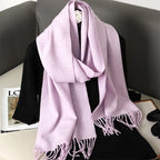 62Color Solid Women Winter Scarf Warm Thicken Cashmere Shawl Outdoor Fashion Luxury Tassels Pashmina Lady Wrap Windproof Scarves